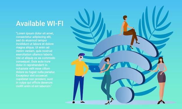 Available WI FI Wireless Internet and public access networks Poster in business style