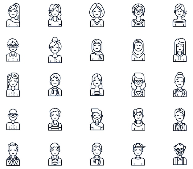 Avatar and Human User Profile icon set