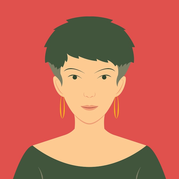 Avatar portrait of  stylish young woman with short hair and wearing gold earrings