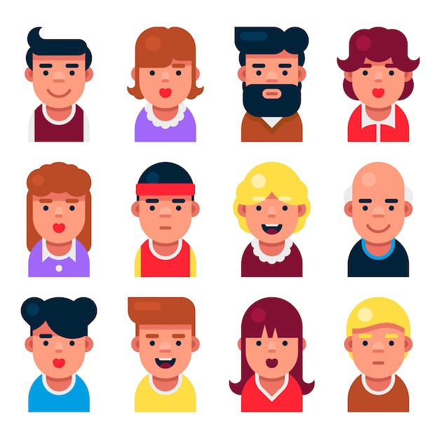 Avatar Userpic Set. Cute Cartoon Characters Set for User Profile.