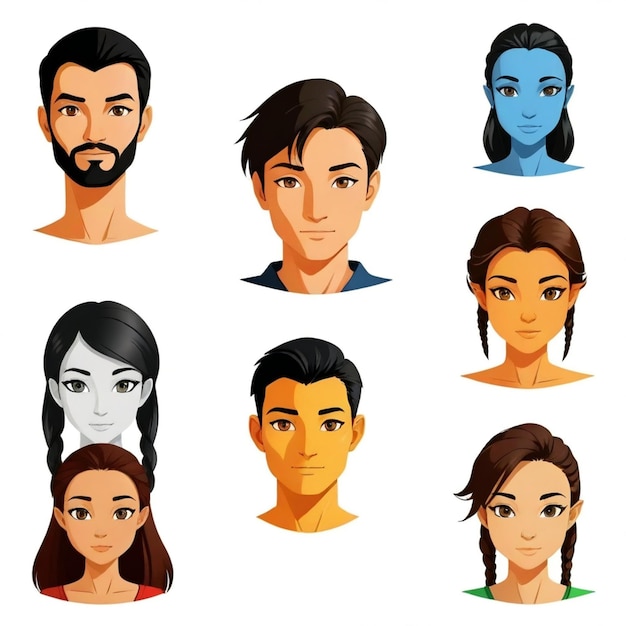 Avatar vector set white background isolated a high quality