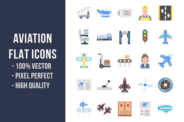 Aviation Flat Multicolor Icons