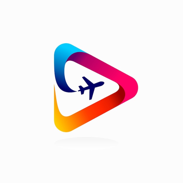 aviation logo with play button concept