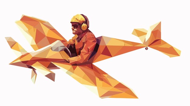 Vector aviator in origami plane a creative mixed media artwork for design projects