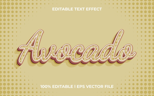 Avocado 3d text effect, brown typography template for avocado product