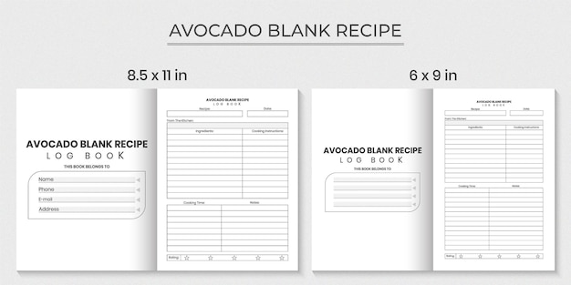 Avocado Blank Recipe Book Design