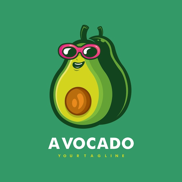 Avocado Cartoon Mascot Logo Design