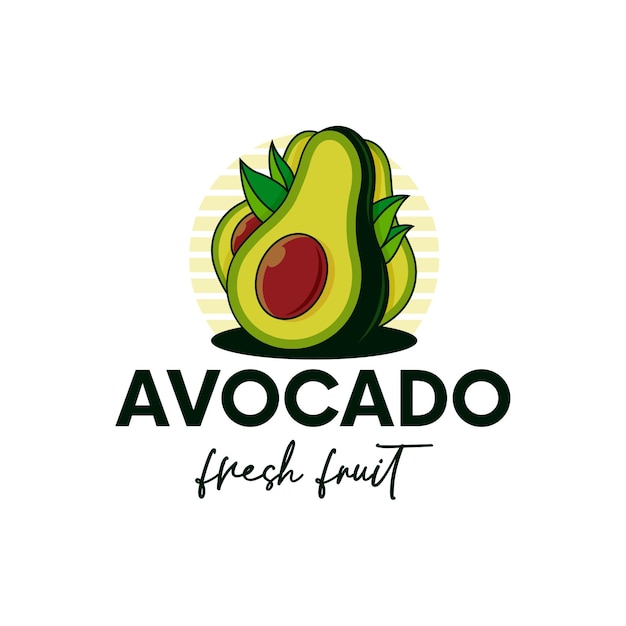 Avocado fresh fruit logo template isolated on white