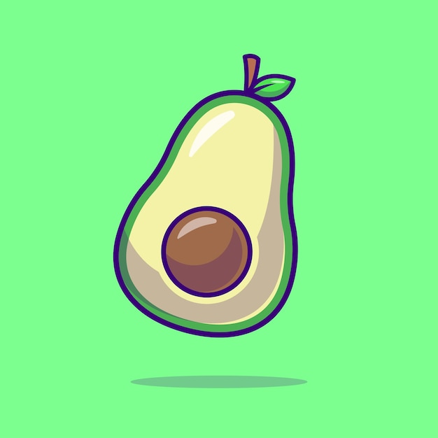 Avocado Fruit Cartoon Vector Icon Illustration Food Nature Icon Concept Isolated Premium Vector