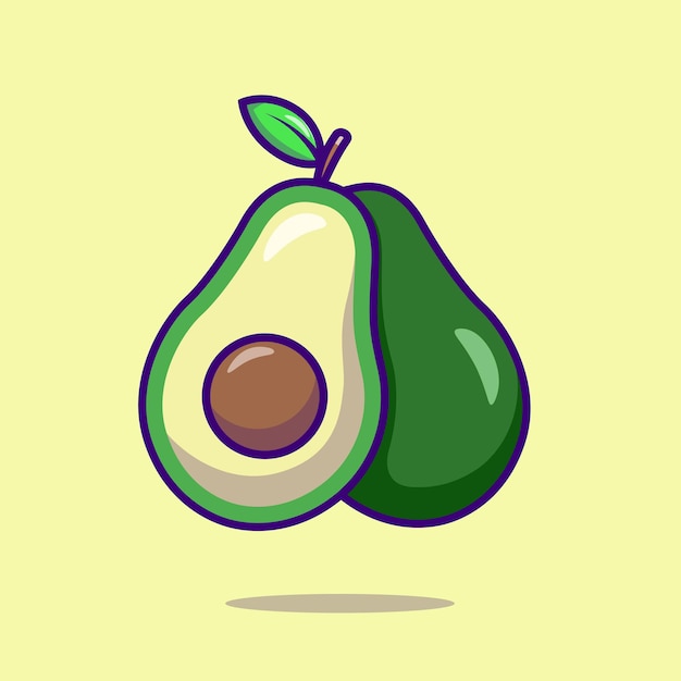 Avocado fruit cute cartoon flat vector icon illustration food nature icon concept isolated