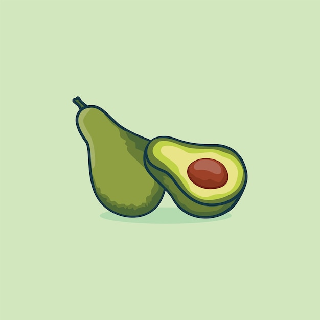 Avocado icon isolated Vector illustration with outline cartoon simple color