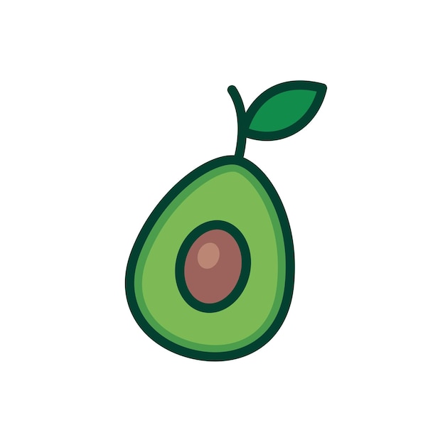 avocado icon with outline on white