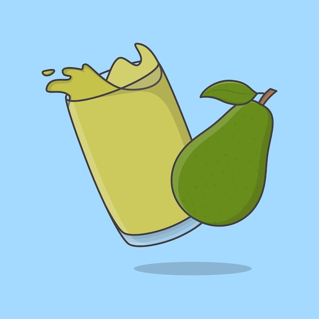 Avocado Juice Cartoon Vector Illustration Avocado Juice Flat Icon Outline