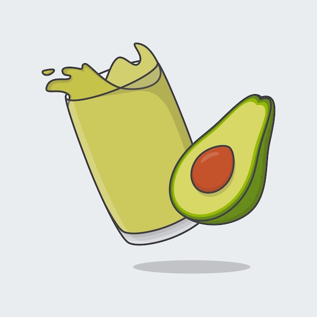 Avocado Juice Cartoon Vector Illustration Fresh Avocado Juice Flat Icon Outline