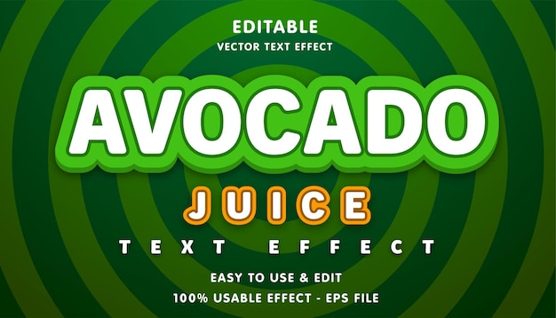 avocado juice editable text effect with modern and simple style