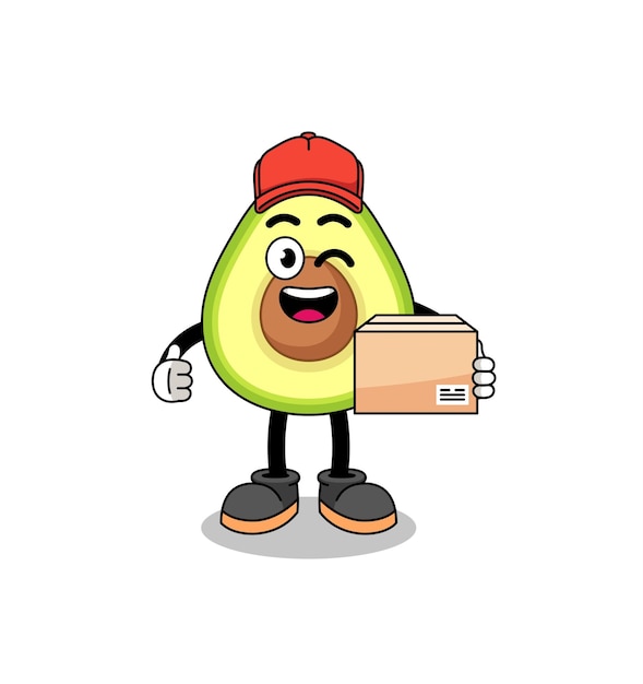 Avocado mascot cartoon as an courier character design