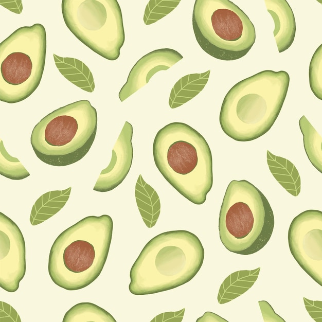 Avocado Seamless Digital Hand drawn pattern