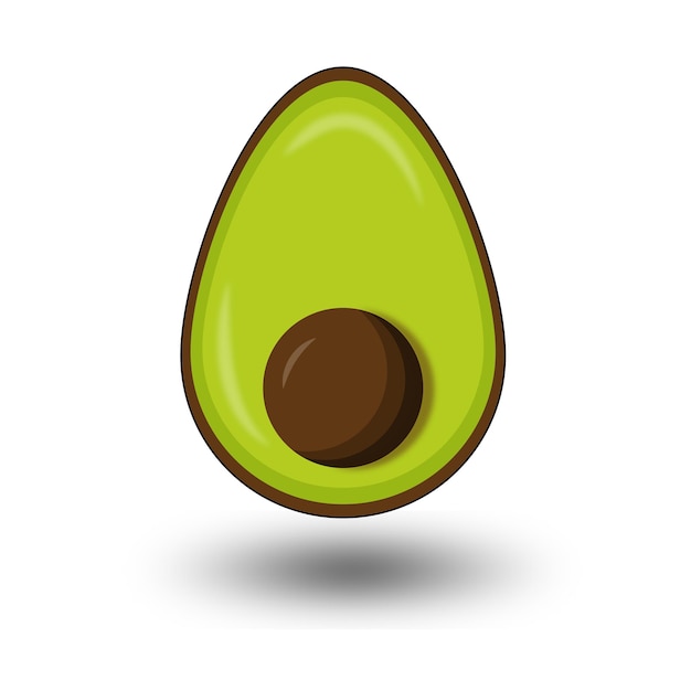 Avocado split half fruit with a pit isolated on a white background