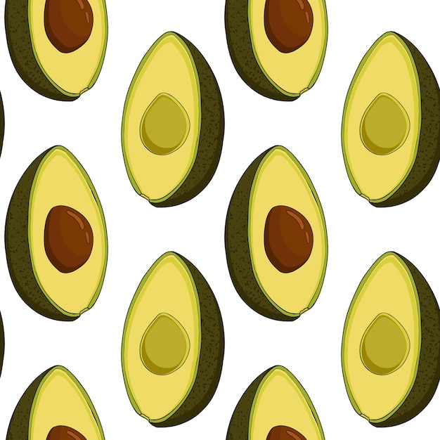 Avocado vector seamless pattern. Food for a healthy diet.