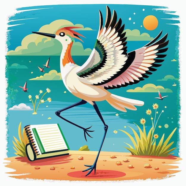 Avocet bird helpful dancing post office notebook vector