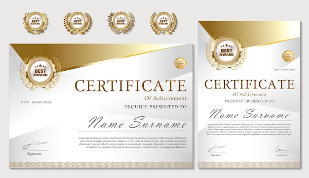 Award or achievement certificate design with luxury golden color background