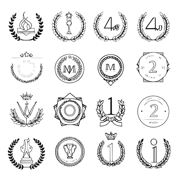 Vector award medal icon set vector liiustrauion