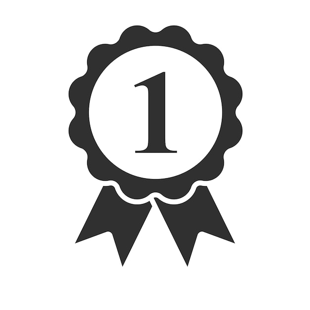 Award ribbon with the number one 1 in the center Symbol of prizes and awards at an exhibition competition Icon for your website logo app user interface