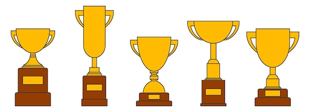 Award trophy goblet Gold cup in flat design Vector illustration