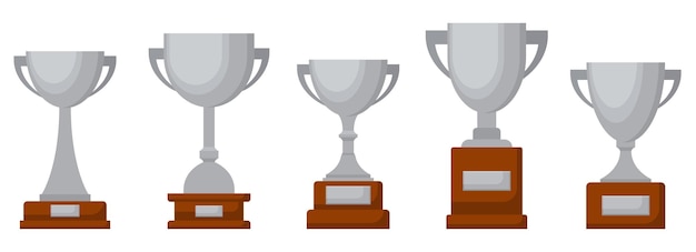 Award trophy goblet Silver cup in flat design Vector illustration