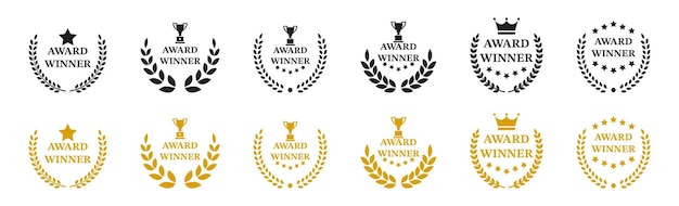 Award winner Laurel winner wreath Trophy cup with awards Vector illustration