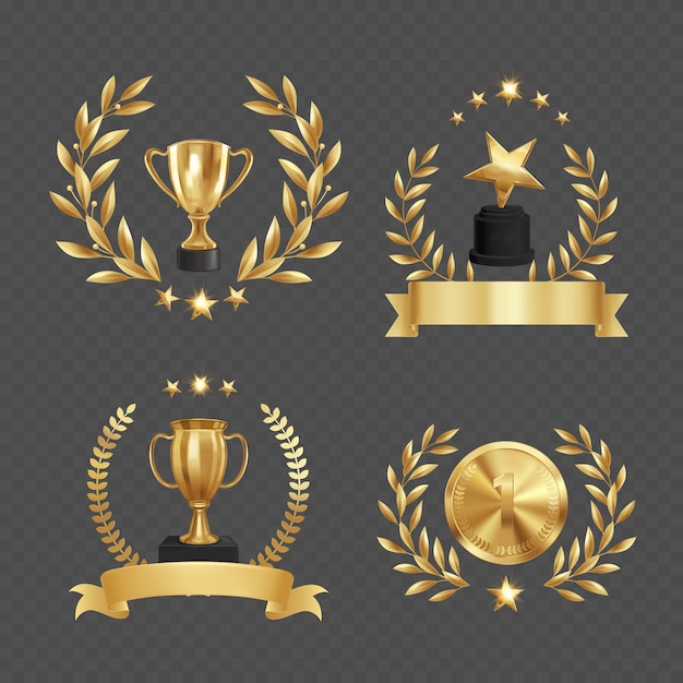 Vector awards emblem set in realistic style