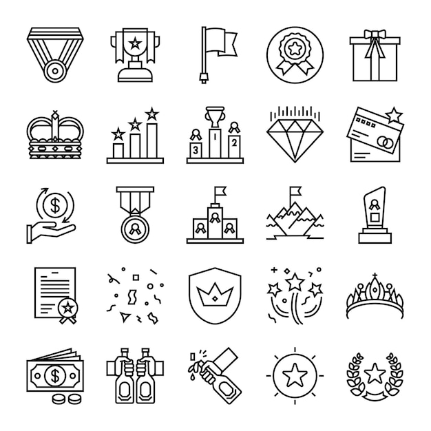 Awards Outline Icon Set