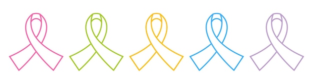 Awareness ribbon cross Set of breast cancer symbol Vector illustration in flat design