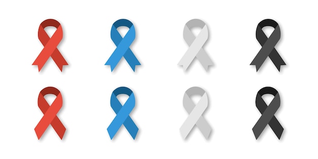 Awareness ribbon Vector illustration Label awareness ribbons collection