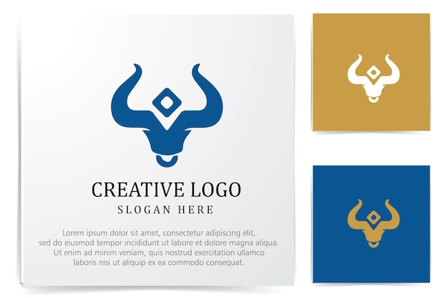 Awesome bull logo design vector Premium Vector