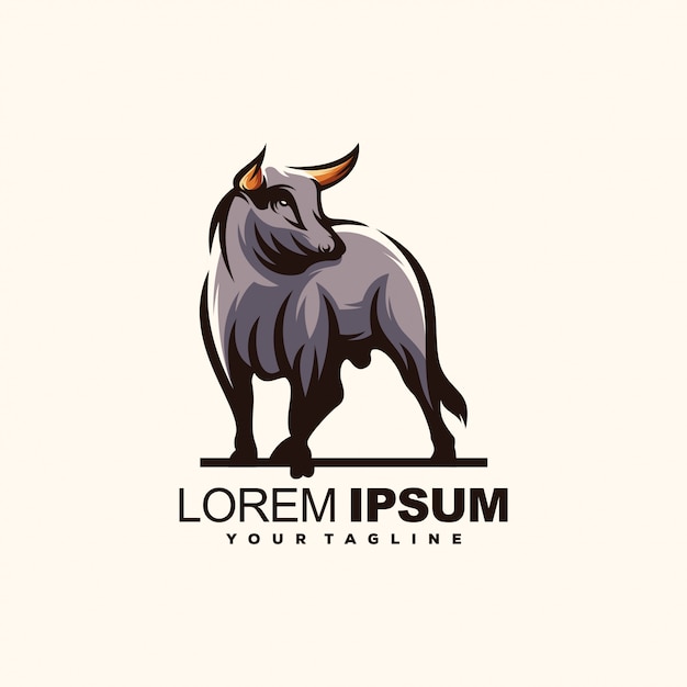 Awesome bull standing logo design