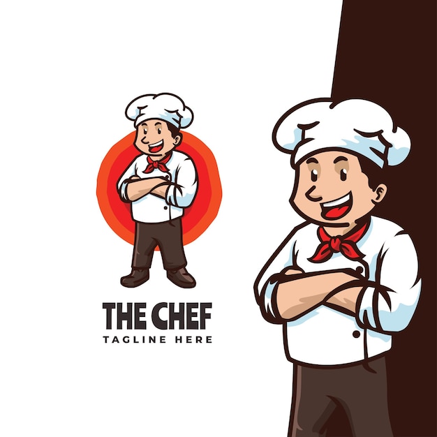 Awesome The Chef Mascot cartoon Logo template Suitable For restaurant Mascot