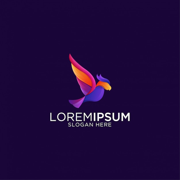 Awesome colorful gradient artwork bird logo template