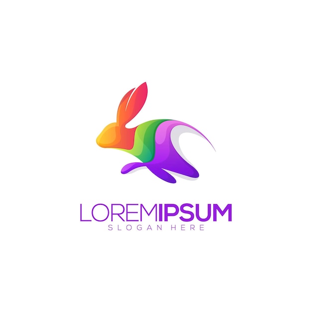 Awesome Colorful Rabbit Premium Logo 