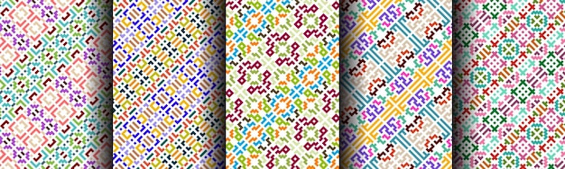 Awesome ethnic traditional seamless pattern background collection set