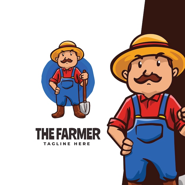 Awesome The farmer mascot Cartoon Logo template Suitable For Farm Mascot