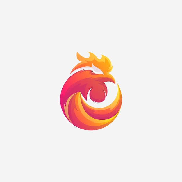 Awesome Fire Chicken Circle Premium Logo Vector