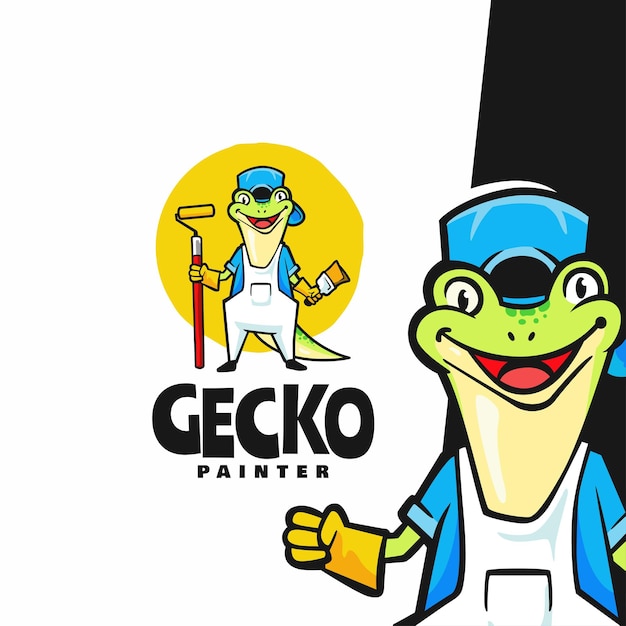 Awesome Gecko Mascot Cartoon Logo Template