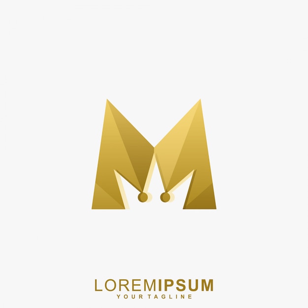 Awesome Gold Letter M Crown Logo