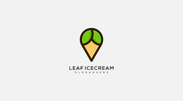 Awesome Leaf Ice cream Logo icon design vector template