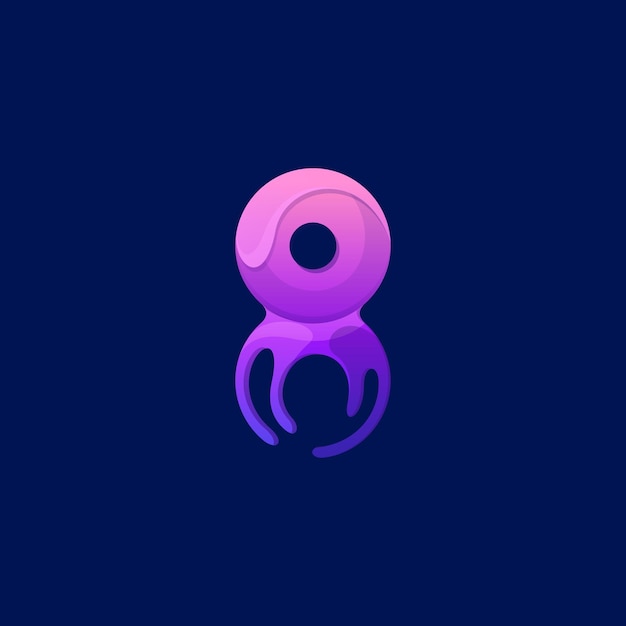 Awesome Number 8 Octopus Premium Logo Vector