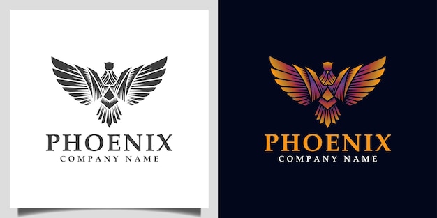 Awesome phoenix, eagle, falcon wings symbol vector gradient logo illustration with silhouette logo design