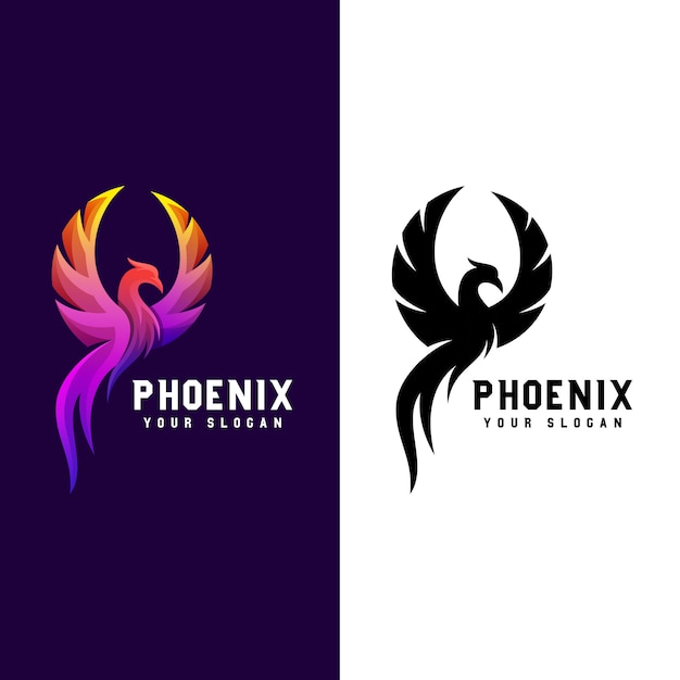 Awesome phoenix gradient logo illustration two version