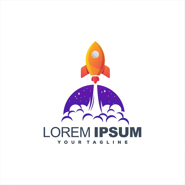 Awesome rocket launch logo design