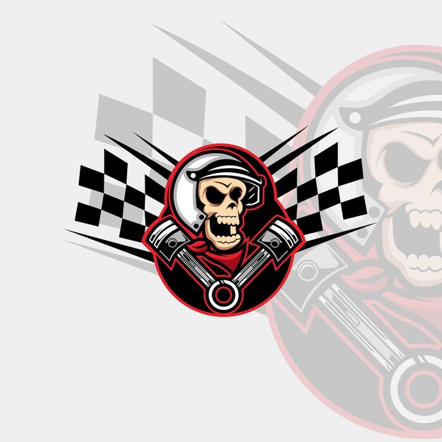 Awesome Skull Biker Premium Mascot Vector Logo